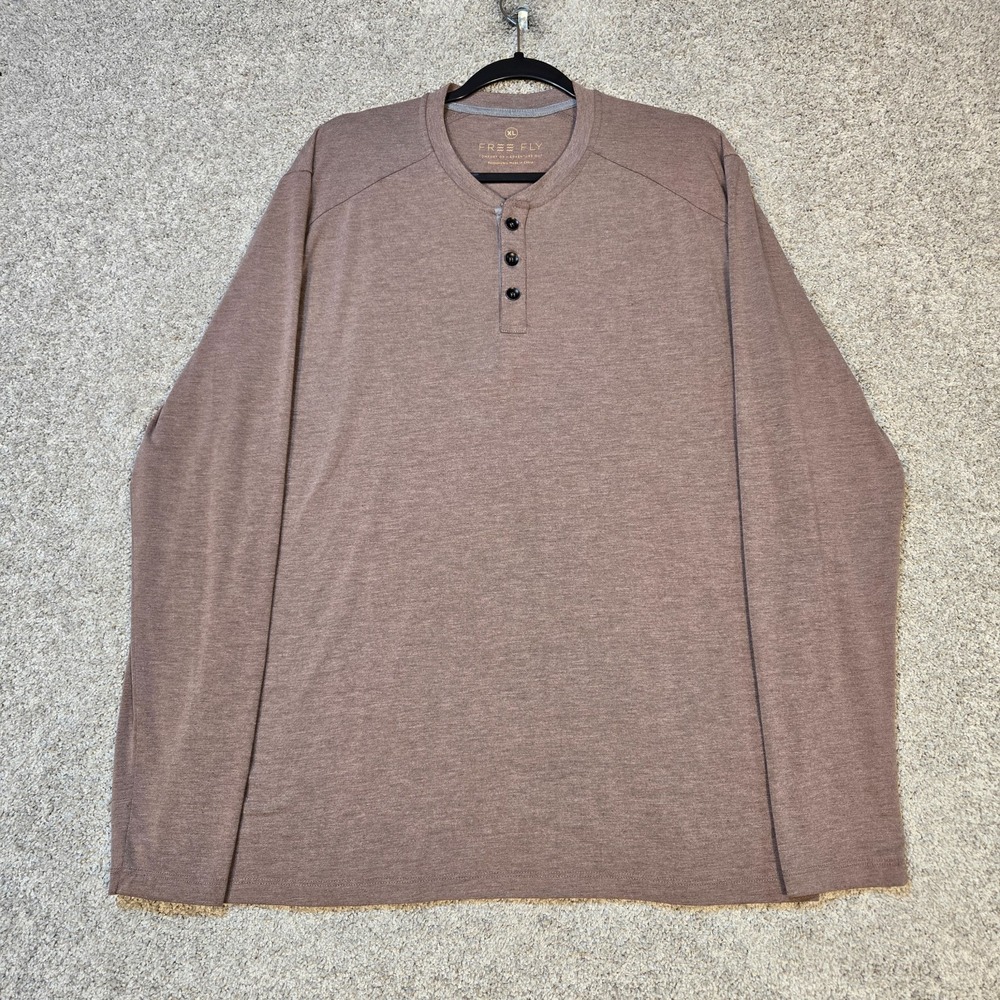 Free Fly Mens XL Bamboo Performance Henley Shirt long sleeve